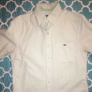 Vineyard Vines White and Light Green Shirt Slim